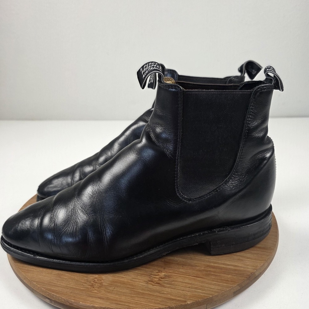 R.M. Williams Boots Mens Size 9.5 D Black Leather Chelsea Square Toe Ankle